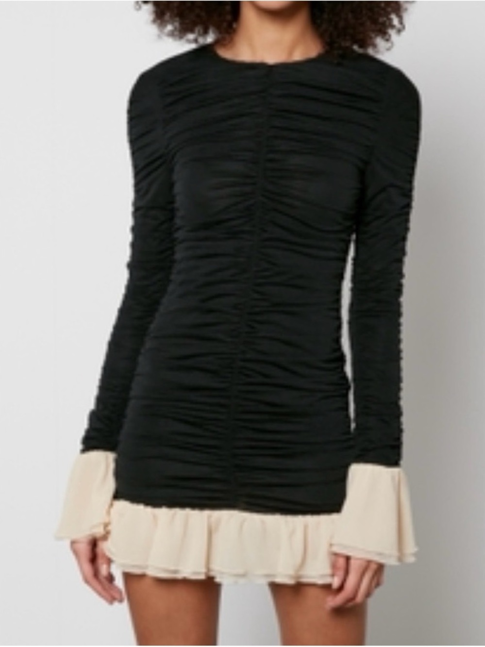 Mable Black & Cream Rouched Mini Dress
